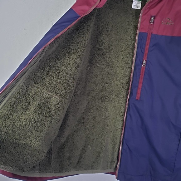 LL Bean Kids Fleece Lined 3 in 1 Jacket Boys L 14-16 Maroon Navy Parka Winter‎ - Picture 6 of 13